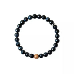 Blue Tiger Eye & Sandalwood Beaded Bracelet