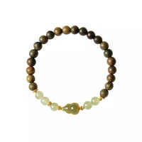 Hetian Jade & Green Sandalwood Beaded Bracelet