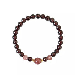 Rhodolite Garnet & Strawberry Quartz Beaded Bracelet