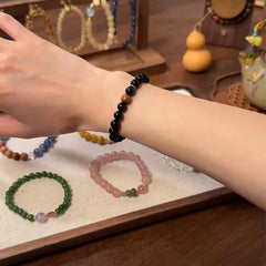 Blue Tiger Eye & Sandalwood Beaded Bracelet