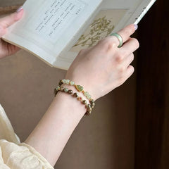 Hetian Jade & Green Sandalwood Beaded Bracelet