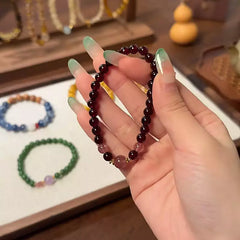 Rhodolite Garnet & Strawberry Quartz Beaded Bracelet