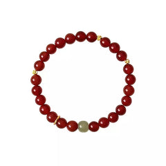 Red Agate & Hetian Jade Beaded Bracelet