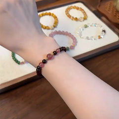 Rhodolite Garnet & Strawberry Quartz Beaded Bracelet