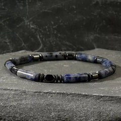 Blue Spot Jasper & Hematite Spacer Bracelet – Symbolic Grounding Jewelry for Men (6mm)