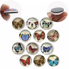 Butterfly Glass Fridge Magnets – Artistic Decorative Set for Kitchen or Locker (12pcs)