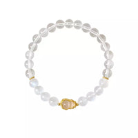 Clear Quartz & Blue Moonstone Beaded Bracelet