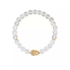 Clear Quartz & Blue Moonstone Beaded Bracelet