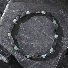 Amazonite & Iron Meteorite Beaded Bracelet – Symbolic Gemstone Jewelry for Men (4mm)