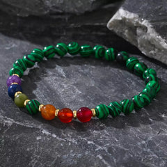 Malachite & Copper Spacer Beaded Bracelet – Natural & Elegant Accessory for Men (8mm)