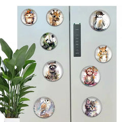 Glass Fridge Magnets – Cute Ink Animal Set for Kitchen or Locker Decor (12pcs)