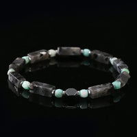 Amazonite & Iron Meteorite Beaded Bracelet – Symbolic Gemstone Jewelry for Men (4mm)