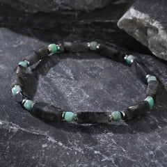 Amazonite & Iron Meteorite Beaded Bracelet – Symbolic Gemstone Jewelry for Men (4mm)