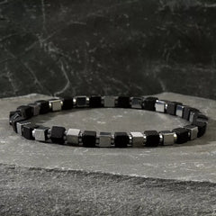 Hematite Beaded Bracelet – Matte Steel Style for Men (4mm)