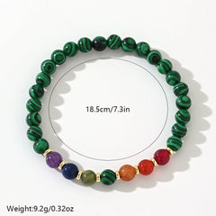 Malachite & Copper Spacer Beaded Bracelet – Natural & Elegant Accessory for Men (8mm)