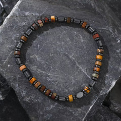 Picasso Jasper & Black Agate Beaded Bracelet – Artistic Stone Bracelet for Men (4mm)