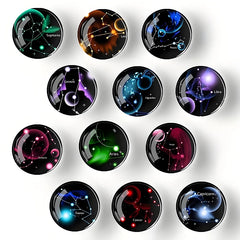Zodiac Glass Fridge Magnets – Artistic Decorative Set for Kitchen or Locker (12pcs)