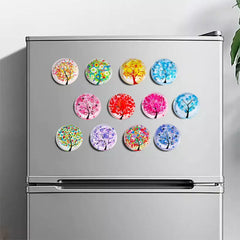 Rainbow Tree Glass Fridge Magnets – Colorful Nature-Inspired Set (12pcs)