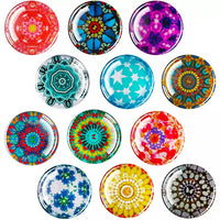 Mandala Glass Fridge Magnets – Colorful Decorative Set for Kitchen or Locker (12pcs)