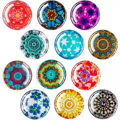 Mandala Glass Fridge Magnets – Colorful Decorative Set for Kitchen or Locker (12pcs)