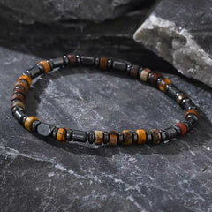 Picasso Jasper & Black Agate Beaded Bracelet – Artistic Stone Bracelet for Men (4mm)