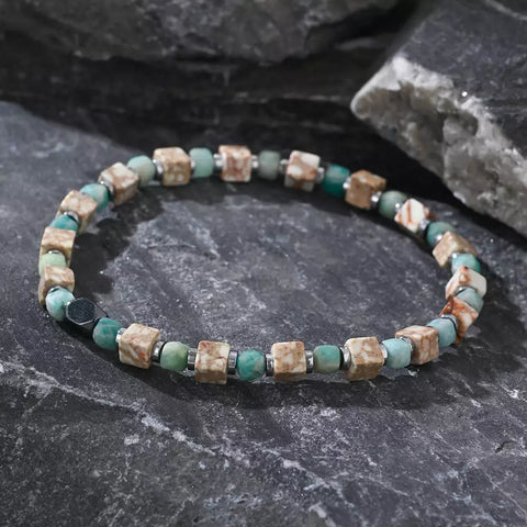 Iron Meteorite Spacers Beaded Bracelet – Symbolic Elegance for Men (4mm)