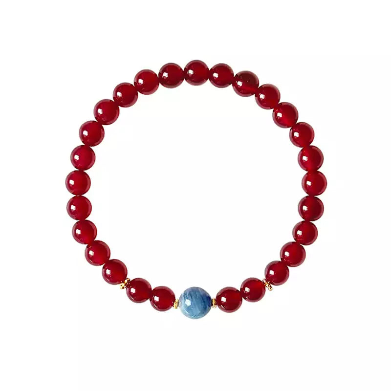 Red Agate & Kyanite Bracelet – Symbolic Five Elements-Inspired Jewelry for Women