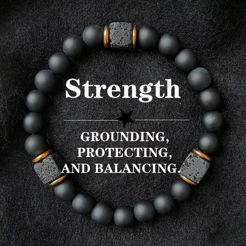 Lava Stone & Square Black Onyx Bracelet – Symbolic Beaded Bracelet for Modern Men (8mm)