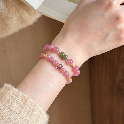 Purple Mica Quartz Bracelet – New Chinese Style with Jade Gourd for All