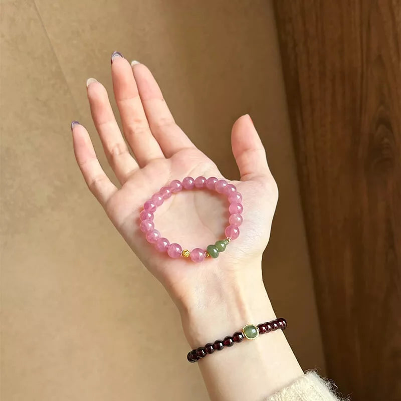 Purple Mica Quartz Bracelet – New Chinese Style with Jade Gourd for All
