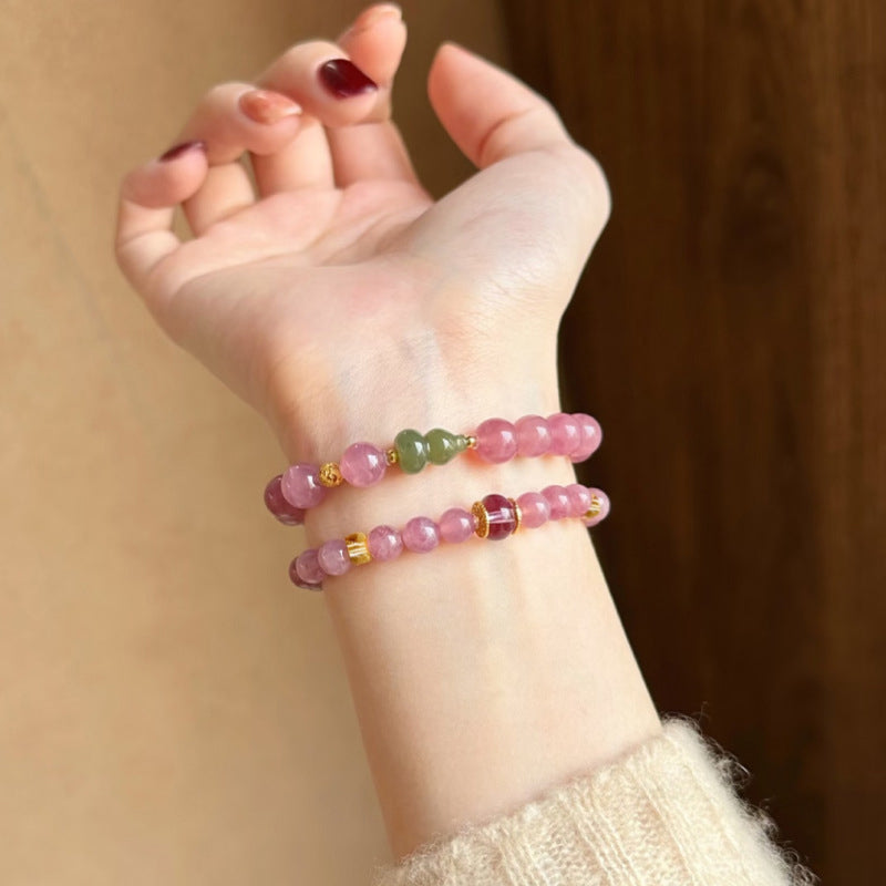 Purple Mica Quartz Bracelet – New Chinese Style with Jade Gourd for All