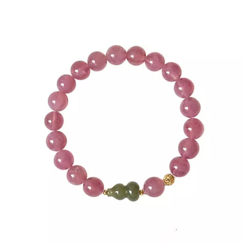 Purple Mica Quartz Bracelet – New Chinese Style with Jade Gourd for All