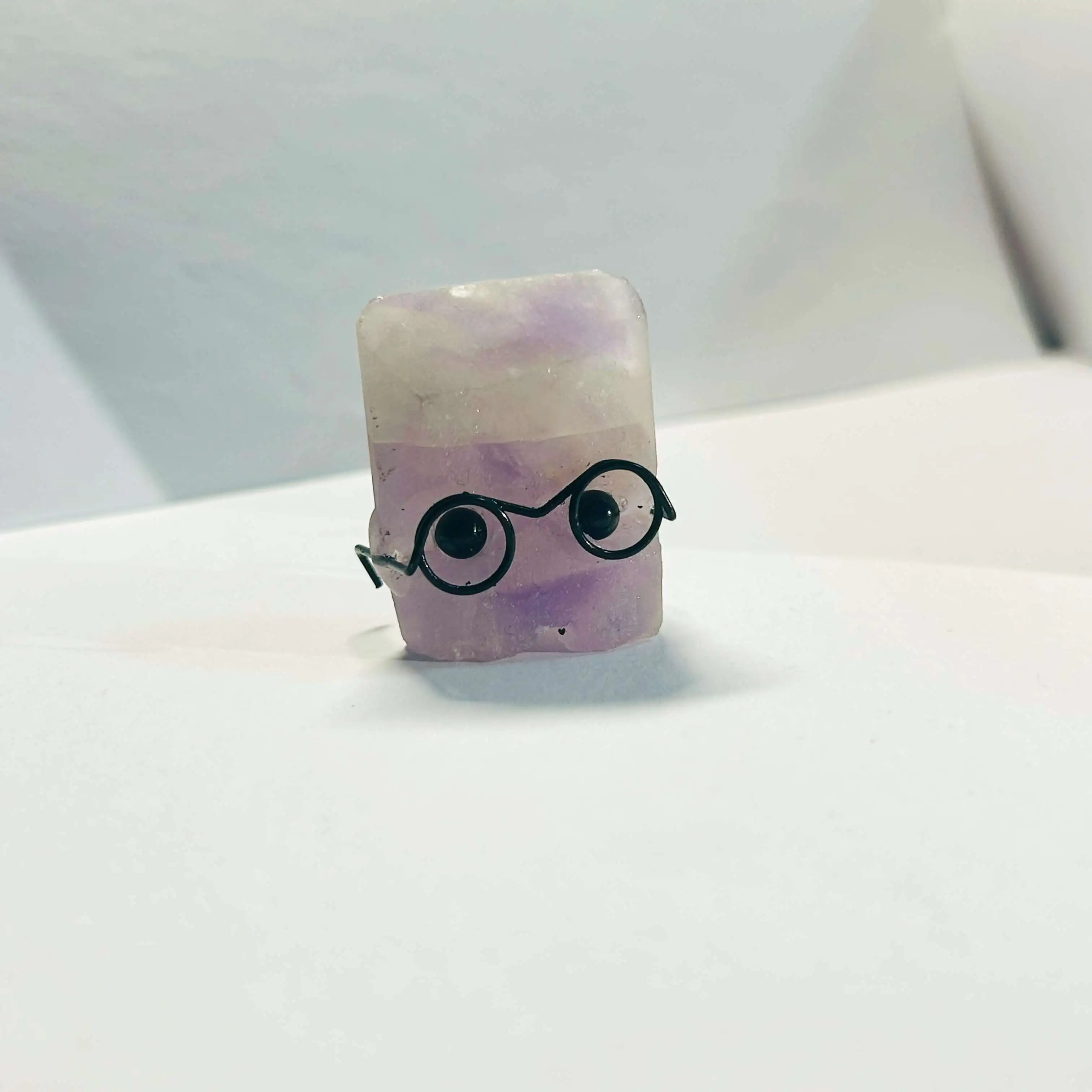 Whimsical Handcrafted Stone Decor with Glasses – Embrace Peace and Fun in Your Space