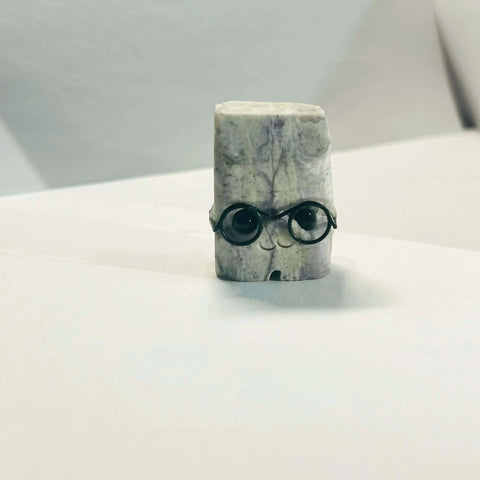 Whimsical Handcrafted Stone Decor with Glasses – Embrace Peace and Fun in Your Space